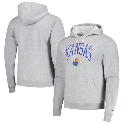 League Collegiate Wear Heather Gray Kansas Jayhawks Tall Arch Essential Pullover Hoodie