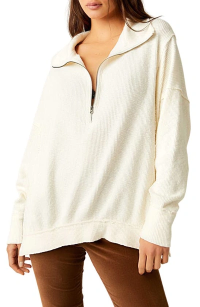 Free People Walk Away Half Zip Tunic Pullover In Ivory