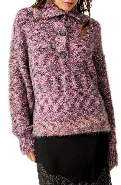 Free People Stella Collar Cashmere Sweater In Shocking Pink
