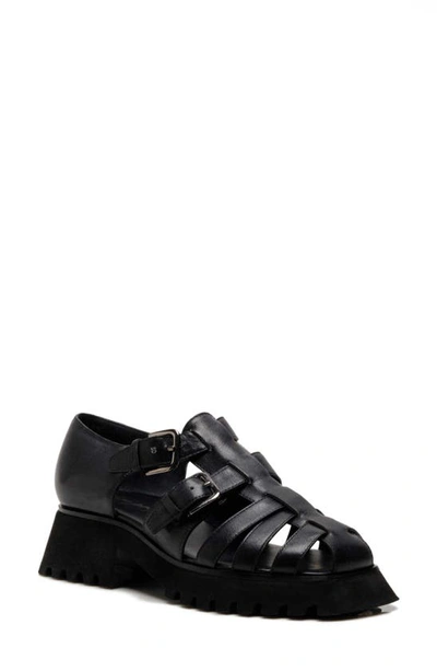 Free People Janis Fisherman Sandal In Black Leather