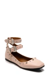 Free People Mystic Diamante Ankle Strap Flat In Frost Pink