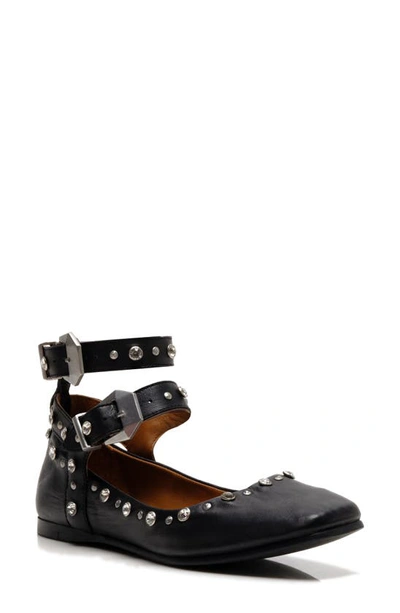 Free People Mystic Diamante Ankle Strap Flat In Black