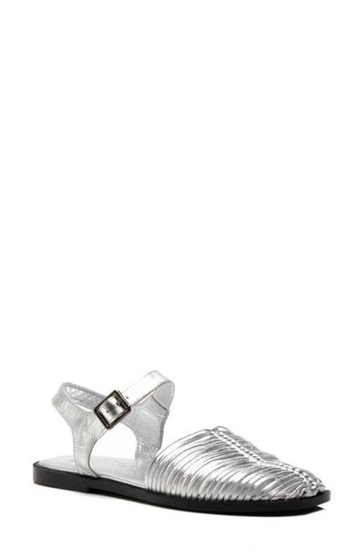 Free People Frankie Fisherman Sandal In Metallic Silver