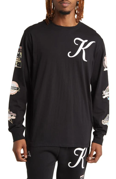 Kappa Long Sleeve Cotton Graphic T-shirt In Jet Black