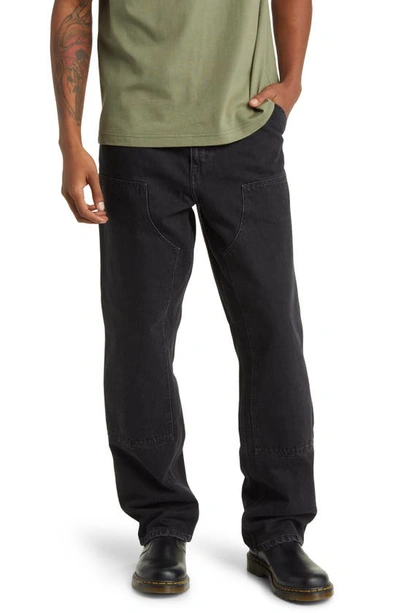 Carhartt Double Knee Work Jeans In Black Stone Washed