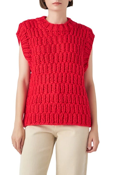 English Factory Chunky Cap Sleeve Sweater In Red