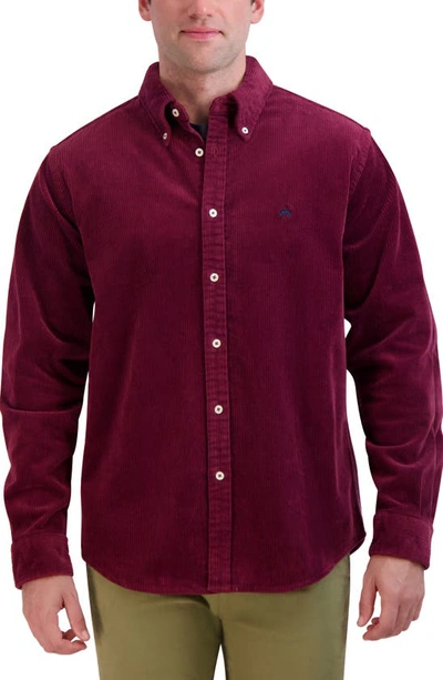 Brooks Brothers Solid Stretch Corduroy Button-down Shirt In Zinfandel