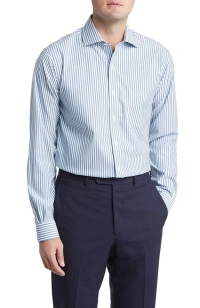 Brooks Brothers Regular Fit Stripe Non-iron Stretch Supima® Cotton Button-up Shirt In Tealclassicstp