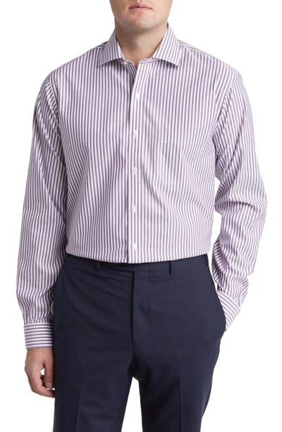 Brooks Brothers Regular Fit Stripe Non-iron Stretch Supima® Cotton Button-up Shirt In Purple Classic Stripe