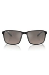 Ray Ban Chromance 55mm Polarized Square Sunglasses In Black/grey