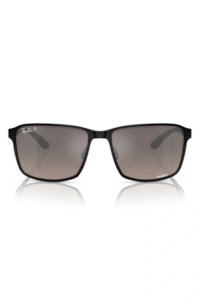 Ray Ban Chromance 55mm Polarized Square Sunglasses In Black/grey