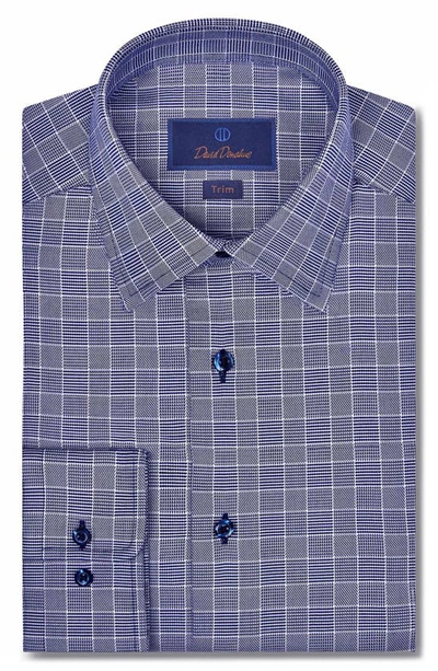 David Donahue Trim Fit Check Dress Shirt In Navy