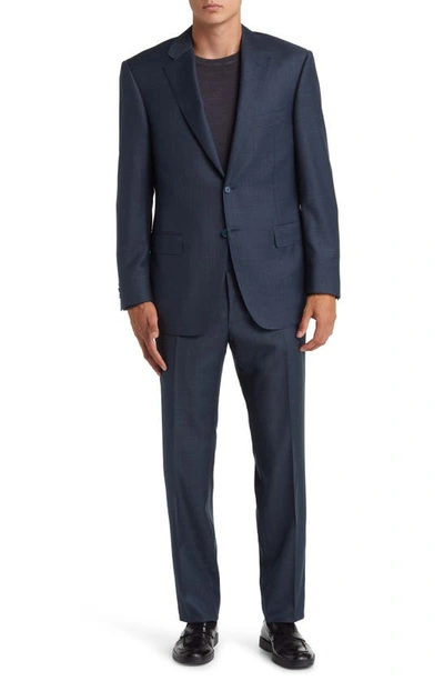 Canali Siena Solid Wool Suit In Blue