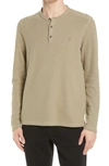 Allsaints Muse Long Sleeve Thermal Henley In Willow Green Marl