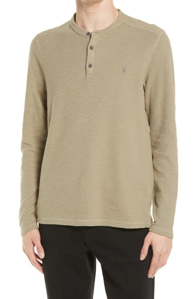 Allsaints Muse Long Sleeve Thermal Henley In Willow Green Marl