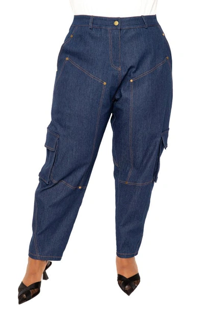 Buxom Couture Straight Leg Carpenter Jeans In Denim Blue