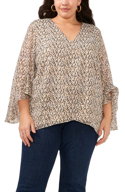 Vince Camuto V-neck Flutter Sleeve Top In Rich Cream