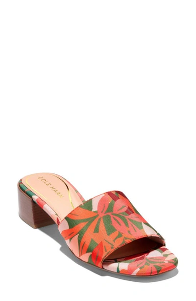 Cole Haan Calli Single Band Block Heel Slide Sandal In Multi Leaf Print