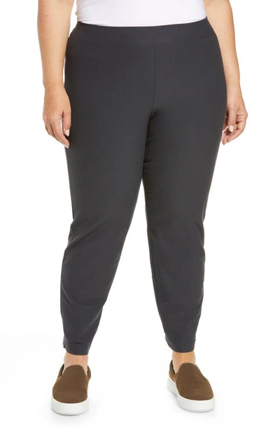 Eileen Fisher Stretch Crepe Slim Ankle Pants In Graphite