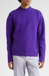 Jil Sander Classic Crewneck Wool Sweater In Purple