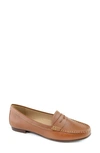 Driver Club Usa Greenwich Penny Loafer In Cognac Tumbled Grainy