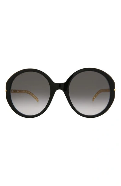 Gucci 56mm Oversize Sunglasses In Black Gold Grey