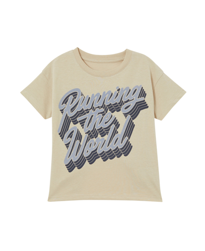 Cotton On Kids' Big Girls Poppy Short Sleeve Print T-shirt In Rainy Day,running The World
