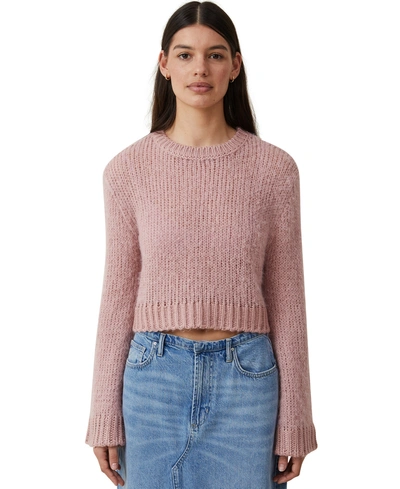 Cotton On Women's Oh My Fluff Crop Crew Neck Sweater In Dusty Rose