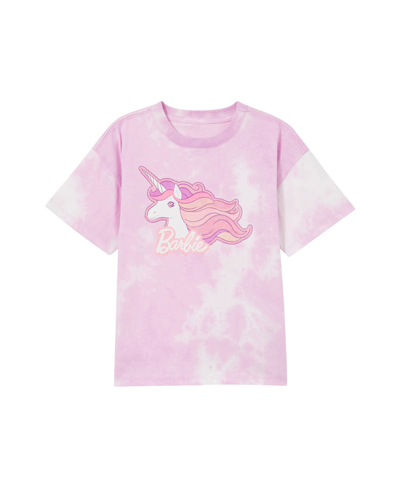Cotton On Kids' Little Girls Drop Shoulder Short Sleeve T-shirt In Barbie Unicorn,pale Violet