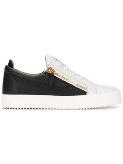 Giuseppe Zanotti Frankie White-black Leather Sneakers In Black And White