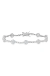 Queen Jewels Cz Floral Station Chain Bracelet In Silver