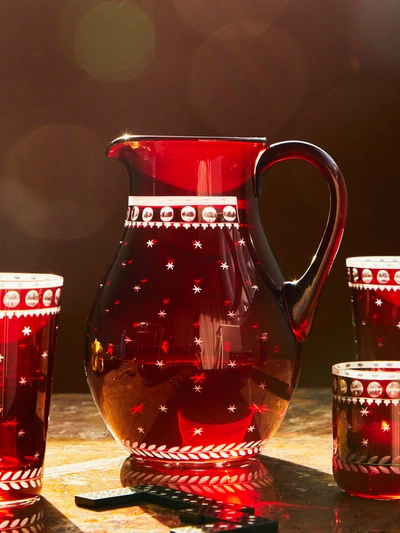Artel Staro Hand-engraved Crystal Jug In Red