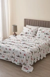 Woven & Weft Printed Plush Velour Sheet Set In Winter Pups