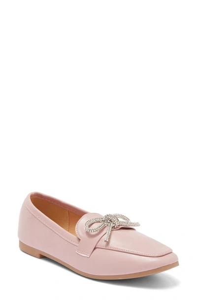 Wild Diva Lounge Nellie Rhinestone Bow Loafer In Blush