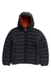 Save The Duck Kids' Wind & Water Resistant Packable Puffer Jacket In Black/ Ginger Lining