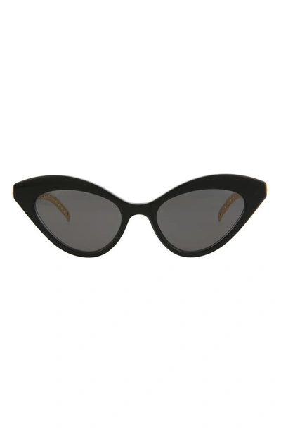 Gucci 52mm Cat Eye Sunglasses In Black Gold Grey