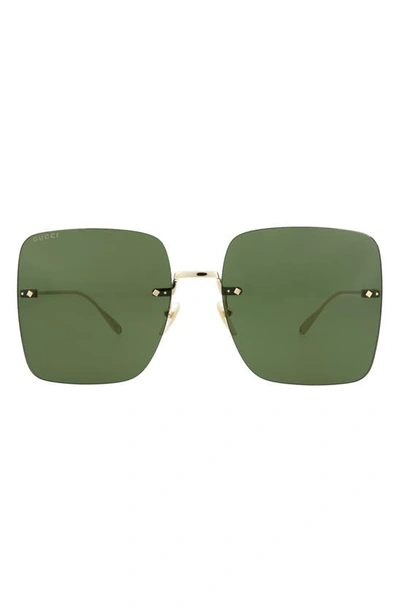 Gucci 62mm Oversize Square Sunglasses In Gold Gold Green