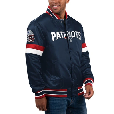 Starter Navy New England Patriots Home Game Satin Full-snap Varsity Jacket