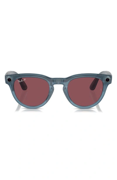 Ray Ban Meta Headliner 50mm Bluetooth Glasses In Blue/ Red