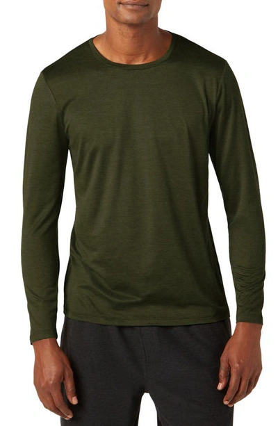 Beyond Yoga Featherweight Always Beyond Long Sleeve Performance T-shirt In Midnight Green Heather