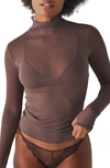 Free People On The Dot Layering Mesh Turtleneck In Minked