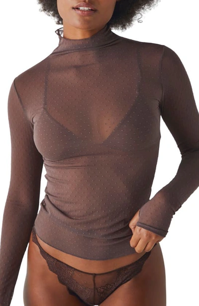 Free People On The Dot Layering Mesh Turtleneck In Minked