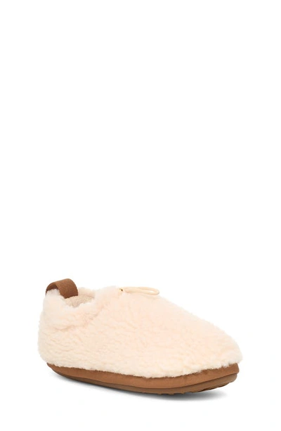 Ugg Kids' Plushy Recycled Polyester Fleece Slipper In Natural / Chestnut