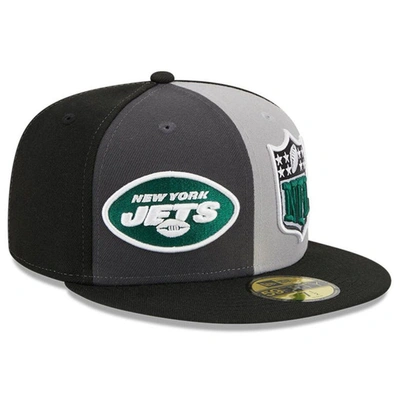 New Era Men's  Gray, Black New York Jets 2023 Sideline 59fifty Fitted Hat In Gray,black