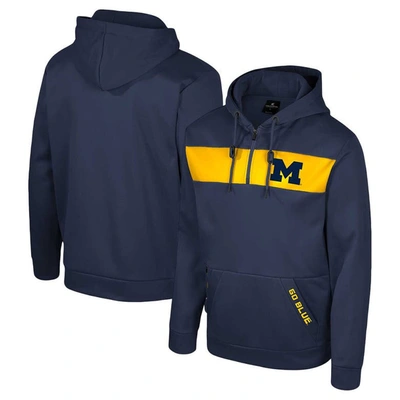 Colosseum Navy Michigan Wolverines Quarter-zip Hoodie