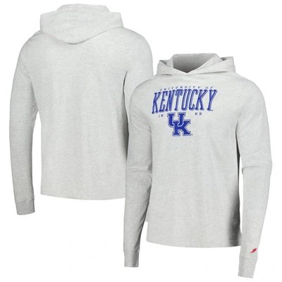 League Collegiate Wear Ash Kentucky Wildcats Team Stack Tumble Long Sleeve Hooded T-shirt