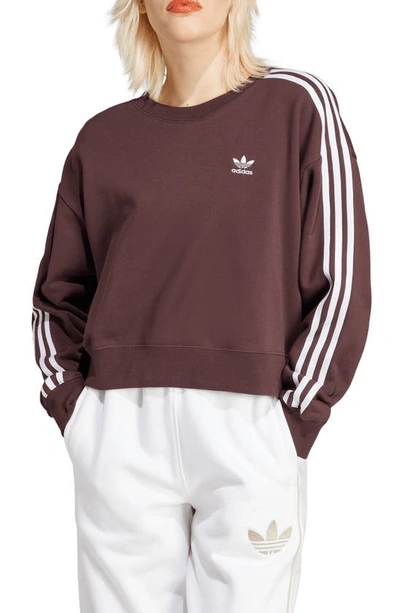 Adidas Originals Adicolor Classics 3-stripes Cotton French Terry Sweatshirt In Shadow Brown