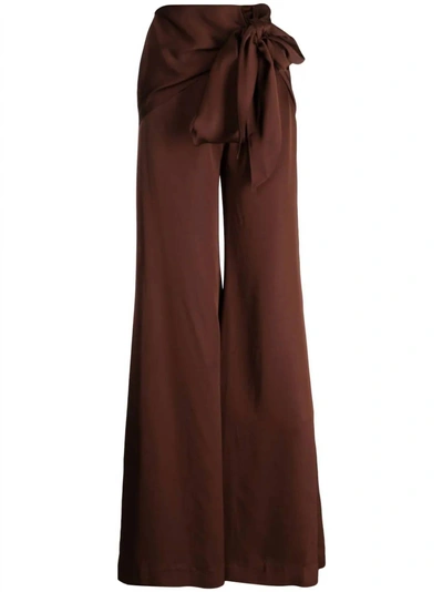 Silvia Tcherassi Noa Tie-fastening Flared Trousers In Brown