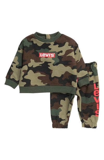 Levi's® Babies'  Camo Crewneck Pullover & Joggers Set In Cypress Camo