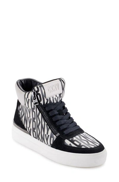 Dkny High Top Sneaker In Black/ Eggnog